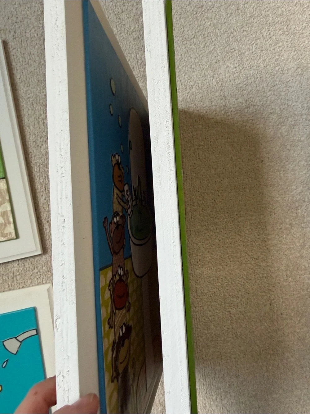 Handmade kids bathroom wall art / wall decor on wood background.  Price for all.